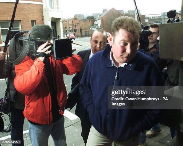 Market trader Steven Thoburn with colleague Neil Herron, behind, arriving at Sunderland Magistrates Ccourt. A district judge is due to give his...