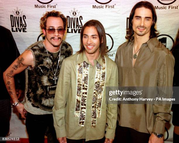 Three members of the five-piece American boy band the Backstreet Boys A.J. McLean, Howie Dorough and Kevin Richardson at the 2001 VH1 Divas Live...