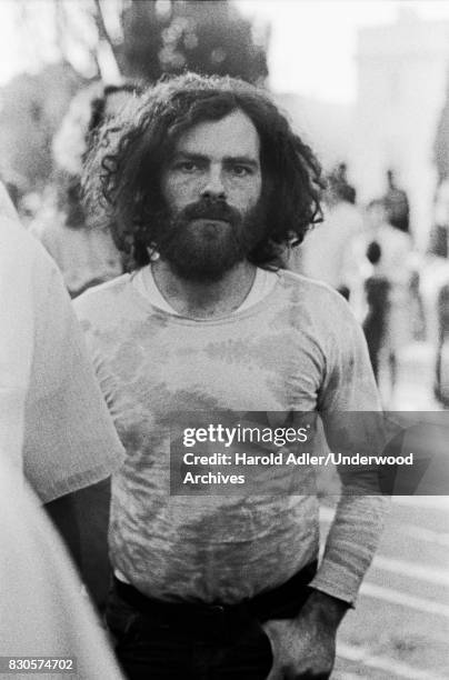 Activist, Yippie founder, and Chicago Seven defendant Jerry Rubin, Berkeley, California, 1969.