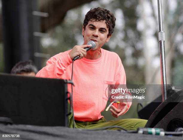 Musician Asa Taccone of Electric Guest performs on the Twin Peaks Stage during the 2017 Outside Lands Music And Arts Festival at Golden Gate Park on...