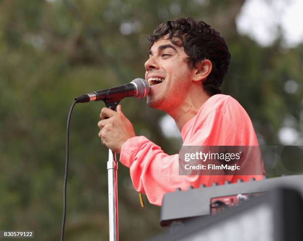 Musician Asa Taccone of Electric Guest performs on the Twin Peaks Stage during the 2017 Outside Lands Music And Arts Festival at Golden Gate Park on...