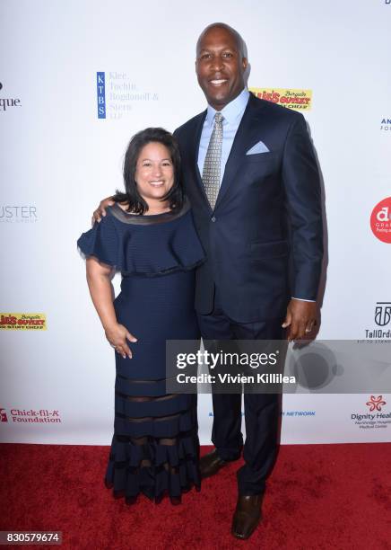 Tricia Dye and Jermaine Dye attend the 17th Annual Harold & Carole Pump Foundation Gala at The Beverly Hilton Hotel on August 11, 2017 in Beverly...