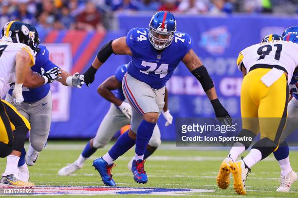New York Giants offensive tackle Ereck Flowers during the Preseason National Football League game between the New York Giants and the Pittsburgh...