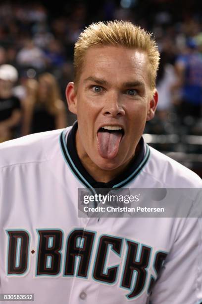 Musician Mark McGrath attends the MLB game between the Arizona Diamondbacks and the Chicago Cubs at Chase Field on August 11, 2017 in Phoenix,...