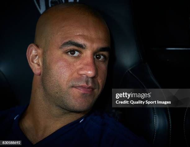 Aymen Abdennour of Valencia looks on prior the pre-season friendly match between Valencia CF and Atalanta BC at Estadio Mestalla on August 11, 2017...