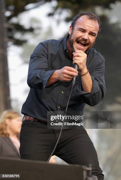 Samuel T. Herring of Future Islands performs on the Twin Peaks Stage during the 2017 Outside Lands Music And Arts Festival at Golden Gate Park on...