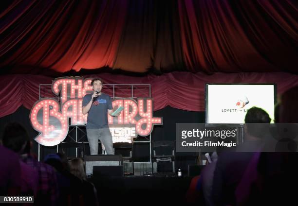 Jon Lovett performs during Lovett Or Leave It on The Barbary Stage during the 2017 Outside Lands Music And Arts Festival at Golden Gate Park on...