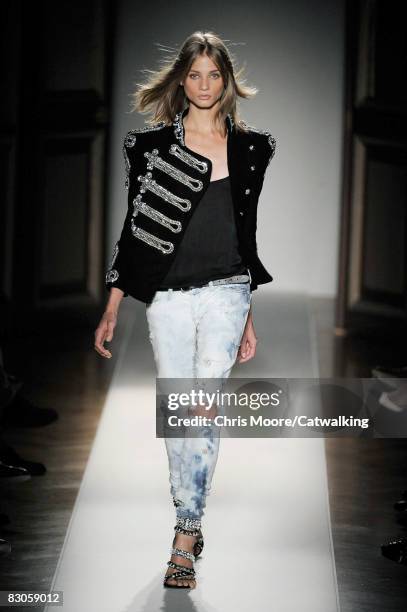 Model walks the runway during the Pierre Balmain show part of Paris Fashion Week Spring/Summer 2009 on September 29,2008 in Paris, France.