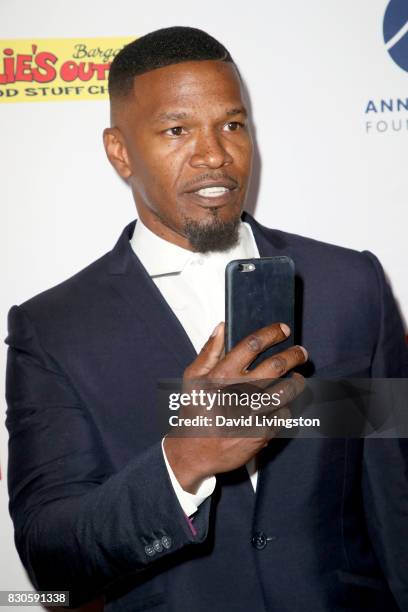 Jamie Foxx at the 17th Annual Harold & Carole Pump Foundation Gala at The Beverly Hilton Hotel on August 11, 2017 in Beverly Hills, California.