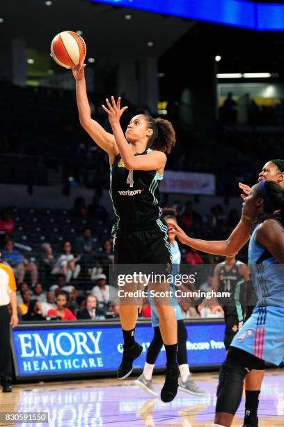 Nayo Raincock-Ekunwe of the New York Liberty shoots the ball during the game against the Atlanta Dream during at WNBA game on August 11, 2017 at Hank...