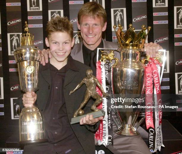 England and Manchester United soccer star Teddy Sheringham and his son Charlie, at the Football Writers' Association, Footballer of the Year Dinner...