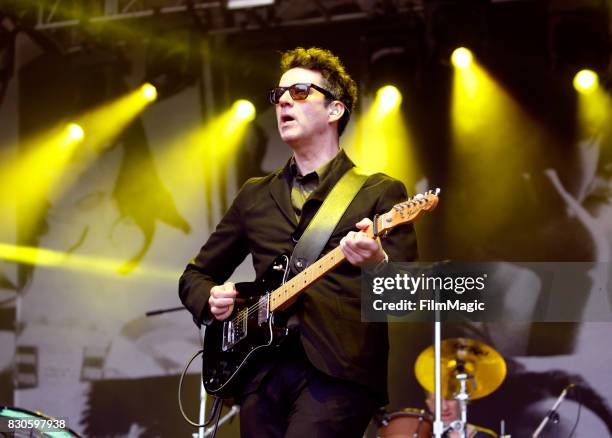 Stevie Jackson of Belle & Sebastian performs on the Sutro Stage during the 2017 Outside Lands Music And Arts Festival at Golden Gate Park on August...