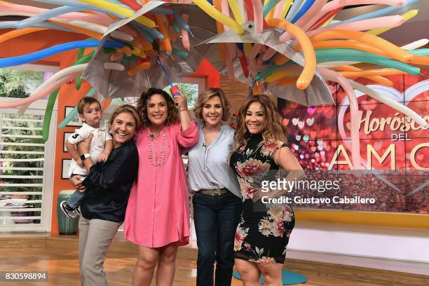 Ana Maria Canseco and Carolina Sandoval attends the "Un Nuevo Dia" Celebrates Angelica Vale's Son's Birthday at Telemundo Studio on August 11, 2017...