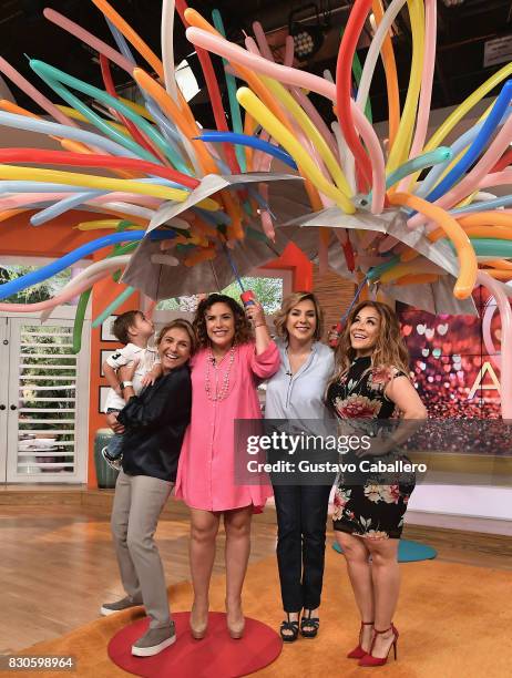 Ana Maria Canseco and Carolina Sandoval attends the "Un Nuevo Dia" Celebrates Angelica Vale's Son's Birthday at Telemundo Studio on August 11, 2017...