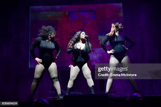 Lizzo performs onstage at 2017 Sundance NEXT FEST at The Theater at The Ace Hotel on August 11, 2017 in Los Angeles, California.