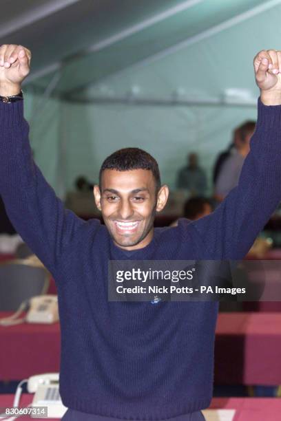 Boxer Prince Naseem Hamed poses for the British media prior to Saturday's big Las Vegas IBO Featherweight title fight against Marco Antonia Barrera...