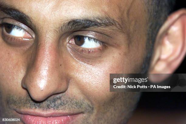 Boxer Prince Naseem Hamed keeps a watchful eye on those around him during an "open training session" in Las Vegas, prior to his boxing fight against...