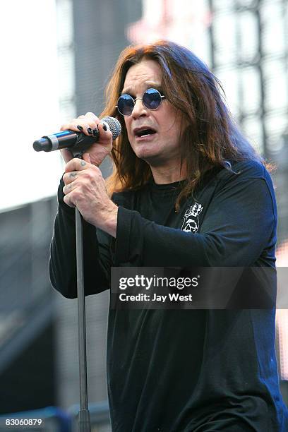 Ozzy Osbourne performs at Ozzfest 2008 at the Pizza Hut Park on August 9, 2008 in Frisco, Texas.