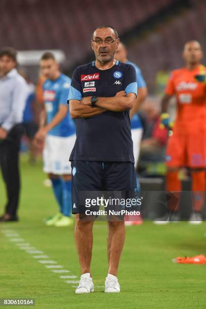 Head coach of SSC Napoli Maurizio Sarri during the Pre-season Frendly match between SSC Napoli and RCD Espanyol at Stadio San Paolo Naples Italy on...