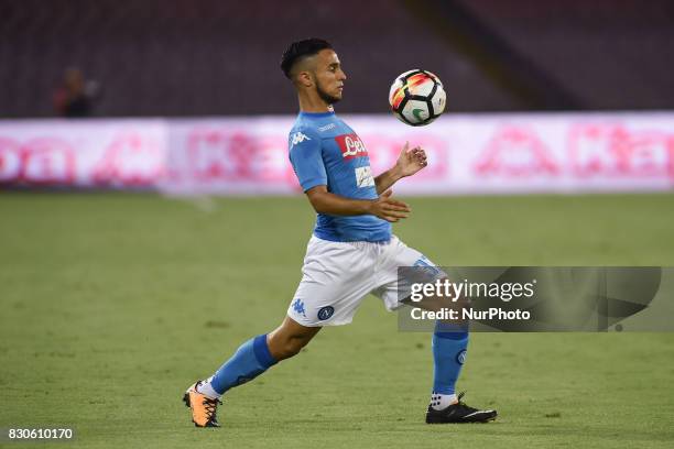 Adam Ounas of SSC Napoli during the Pre-season Frendly match between SSC Napoli and RCD Espanyol at Stadio San Paolo Naples Italy on 10 August 2017.