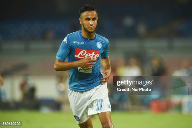 Adam Ounas of SSC Napoli during the Pre-season Frendly match between SSC Napoli and RCD Espanyol at Stadio San Paolo Naples Italy on 10 August 2017.