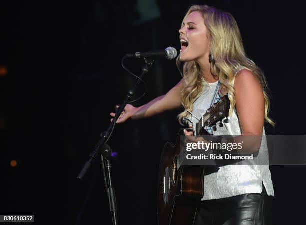 The Voice Season 11 contestant Singer/Songwriter Maggie Renfroe performs during Jason Aldean 2nd Annual Concert For The Kids at Macon Centreplex on...