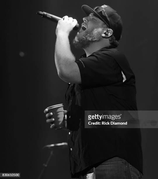 Singer/Songwriter Luke Combs performs during Jason Aldean 2nd Annual Concert For The Kids at Macon Centreplex on August 11, 2017 in Macon, Georgia.