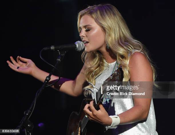 The Voice Season 11 contestant Singer/Songwriter Maggie Renfroe performs during Jason Aldean 2nd Annual Concert For The Kids at Macon Centreplex on...