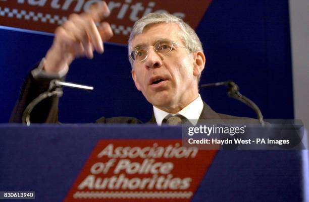 Home Secretary Jack Straw at the National Exhibition Centre in Birmingham, where he spoke during the Association of Chief Police Officers conference....