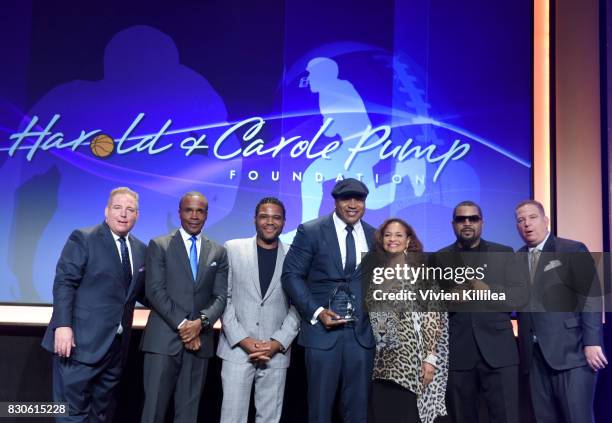 David Pump, Sugar Ray Leonard, Anthony Anderson, LL Cool J, Debbie Allen, Ice Cube and Dana Pump attend the 17th Annual Harold & Carole Pump...