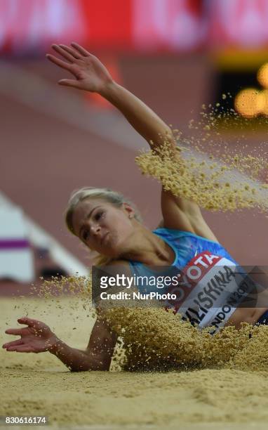 Darya Klishina jumps in the long jump final in London at the 2017 IAAF World Championships athletics at the London Stadium in London on August 11,...