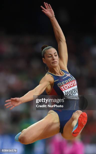 Ivana panovic of Serbia jumps in the long jump final in London at the 2017 IAAF World Championships athletics at the London Stadium in London on...