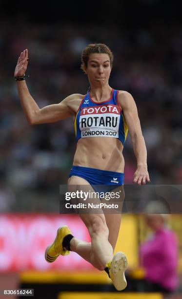 Alina Rotaru of Romania jumps in the long jump final in London at the 2017 IAAF World Championships athletics at the London Stadium in London on...