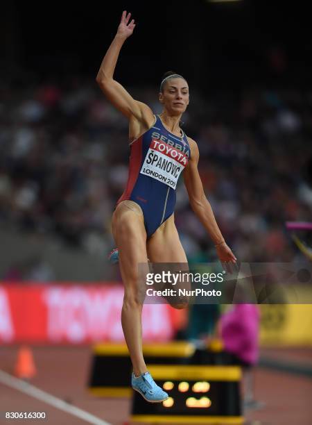 Ivana panovic of Serbia jumps in the long jump final in London at the 2017 IAAF World Championships athletics at the London Stadium in London on...