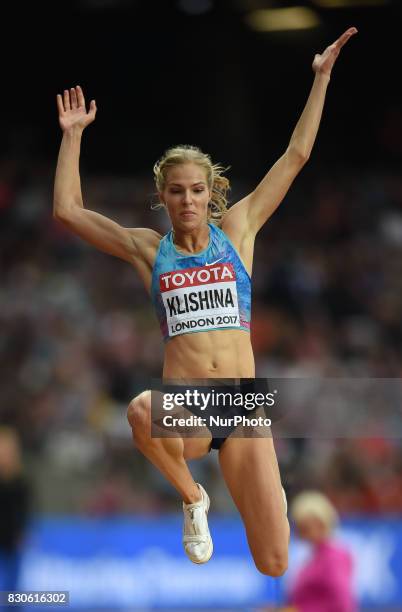 Darya Klishina jumps in the long jump final in London at the 2017 IAAF World Championships athletics at the London Stadium in London on August 11,...