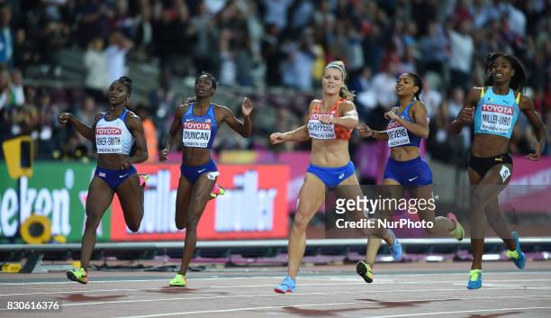 Dafne Schippers of Nederlands winning the 200 meter final in London at the 2017 IAAF World Championships athletics at the London Stadium in London on...