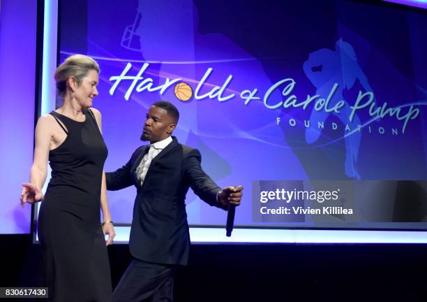 Jamie Foxx and Guest attend the 17th Annual Harold & Carole Pump Foundation Gala at The Beverly Hilton Hotel on August 11, 2017 in Beverly Hills,...