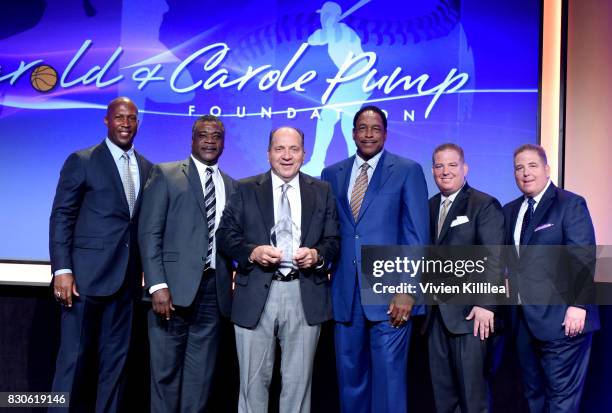 David Fizdale, Eddie Murray, Johnny Bench, Dave Winfield, Dana Pump and David Pump attend the 17th Annual Harold & Carole Pump Foundation Gala at The...