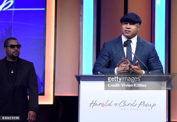 Ice Cube and LL Cool J attend the 17th Annual Harold & Carole Pump Foundation Gala at The Beverly Hilton Hotel on August 11, 2017 in Beverly Hills,...
