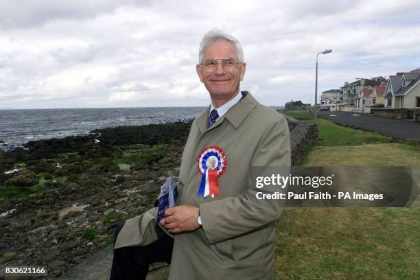 William Ross , Ulster Unionist candidate for east londonderry in the General Election, canvassing in the coastal town of Portstewart, Co londonderry.