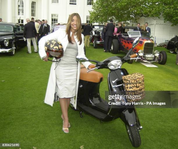 Pop celebrity of All Saints' fame Mel Blatt, beside her Louis Vuitton Vespa, which she had specially made, creating the ultimate fashion accessory....