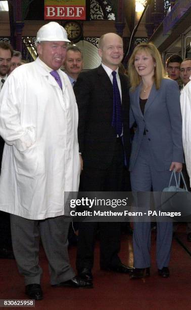 Conservative Party leader William Hague and his wife Ffion meet an butcher at Smithfield Market, London. Hague kicked off his last day's campaigning...