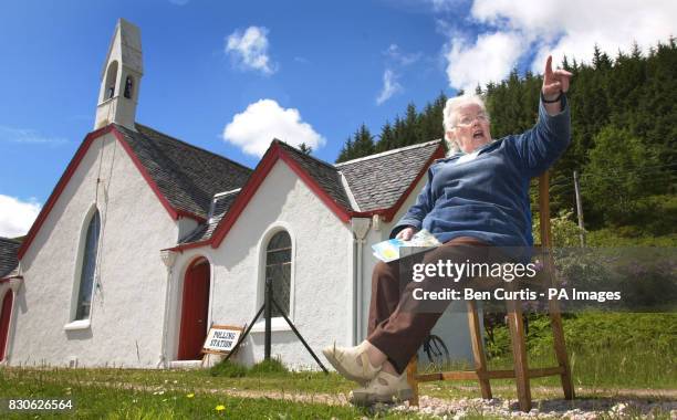 Poll Clerk Christian Aikman from Ardgour takes in some sun as she waits for voters to turn up at the polling station at Kingairloch Church on the...