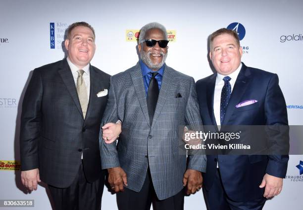 Dana Pump, Earl Campbell and David Pump attend the 17th Annual Harold & Carole Pump Foundation Gala at The Beverly Hilton Hotel on August 11, 2017 in...