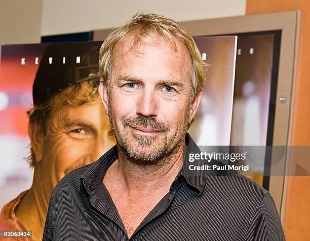 Kevin Costner poses for a photo at the Reel Progress screening of "Swing Vote" at the E Street Cinema on July 9, 2008 in Washington, D.C..