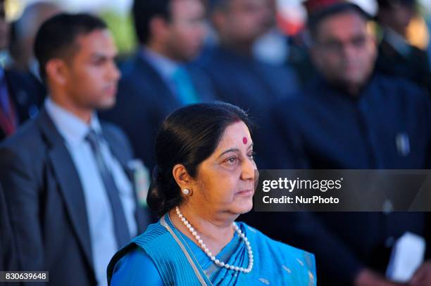 External Affairs Minister of India Sushma Swaraj attend reception hosted at India House to mark 70 Years of India's independence at Kathmandu, Nepal...
