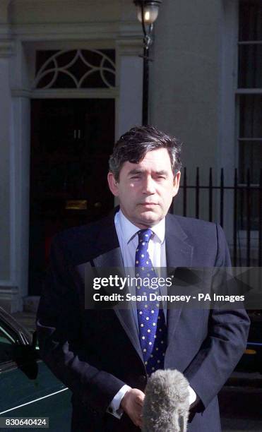 Chancellor Gordon Brown outside 11 Downing Street in London. The Chancellor along with Trade and Industry Secretary Patricia Hewitt and Education and...