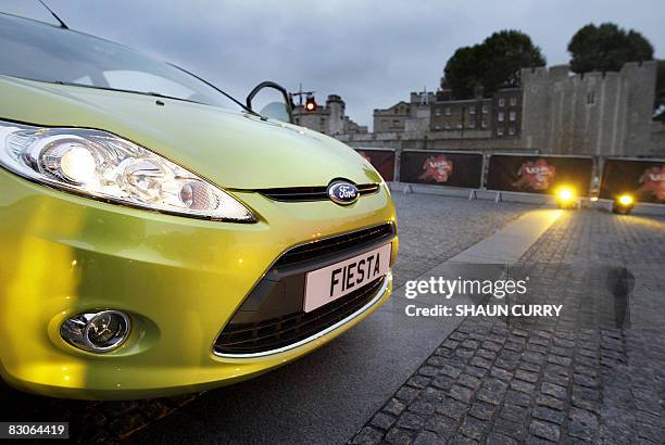 The new Ford Fiesta car is pictured in the courtyard of the Tower of London, on September 30, 2008. AFP PHOTO/Shaun Curry