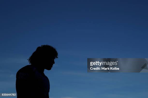 Kevin Proctor of the Titans looks on as he waits for the start of the second half during the round 23 NRL match between the St George Illawarra...