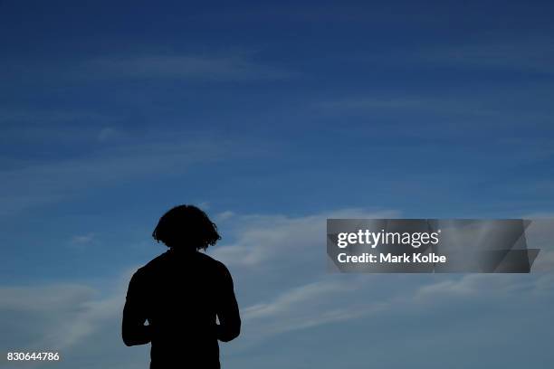 Kevin Proctor of the Titans looks on as he waits for the start of the second half during the round 23 NRL match between the St George Illawarra...